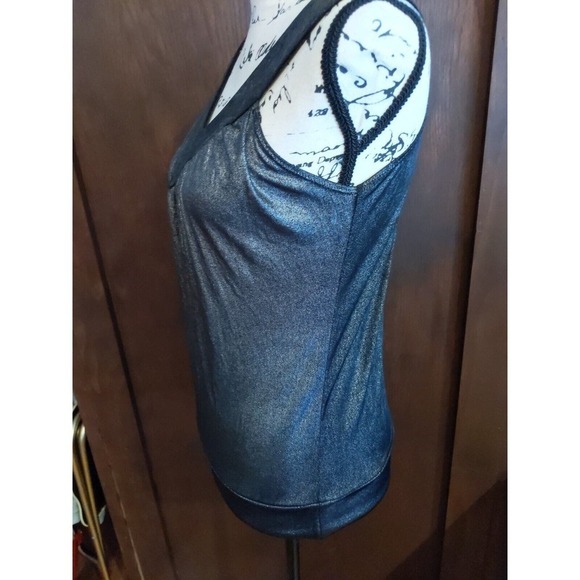 Kress Collection Womens Medium V neck Sleeveless Top Tank liquid metallic black - Picture 4 of 5